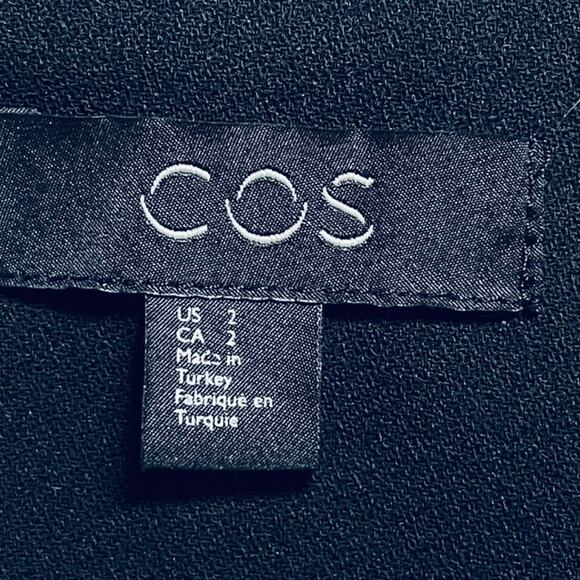 Cos Flared Midi Minimalist Fit & Flare Dress in Black Sz 2 Sleeveless w Pockets - Picture 8 of 9